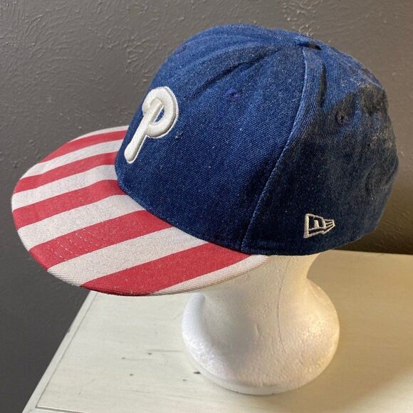 New Era Philadelphia Phillies USA American Flag Men's 9Fifty Denim Snapback Hat - Picture 2 of 4
